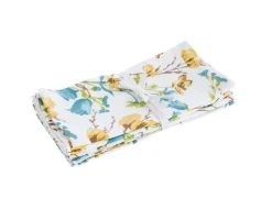 Lot de 4 serviettes Prairie coloris jaune en coton - 45 x 45 cm