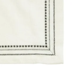 Lot de 2 sets de table 3 bordures coloris noir en coton - 35 x 50 cm