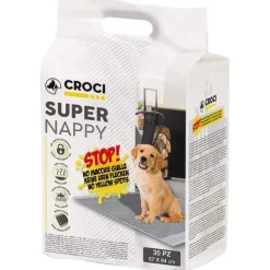Lot de 30 tapis hygiéniques pour chien super nappy au charbon actif 30 pièces Crocy - 84 x 57 cm