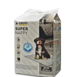 Lot de 50 tapis hygiéniques pour chien super nappy au charbon actif Crocy - 60 x 40 cm