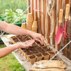 Lot d'outils à main pour le jardin coloris clafoutis (transplantoir, serfouette, griffe) botanic® - 3 outils