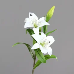 Lys artificiel avec 2 fleurs crème - 75 cm