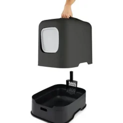 Maison de toilette pour chat coloris noir en plastique recyclé Biala - 44,3 x 39,5 x 52 cm