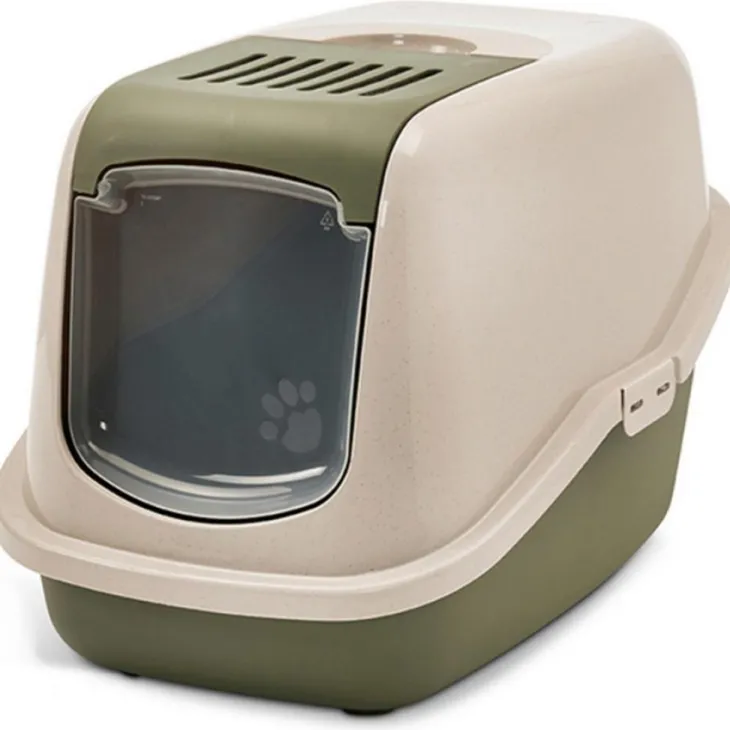 Maison de toilette pour chat Nestor Happy Planet coloris vert en plastique - 56 x 39 x 38,5 cm