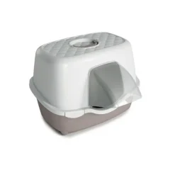 Maison de toilette pour chat taupe avec auvent Zolux Smart - 54,4 x 56 x 39 cm