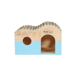 Maison en bois pour rongeurs coloris bleu Home Zolux - 29,70 x 18 x 20,30 cm