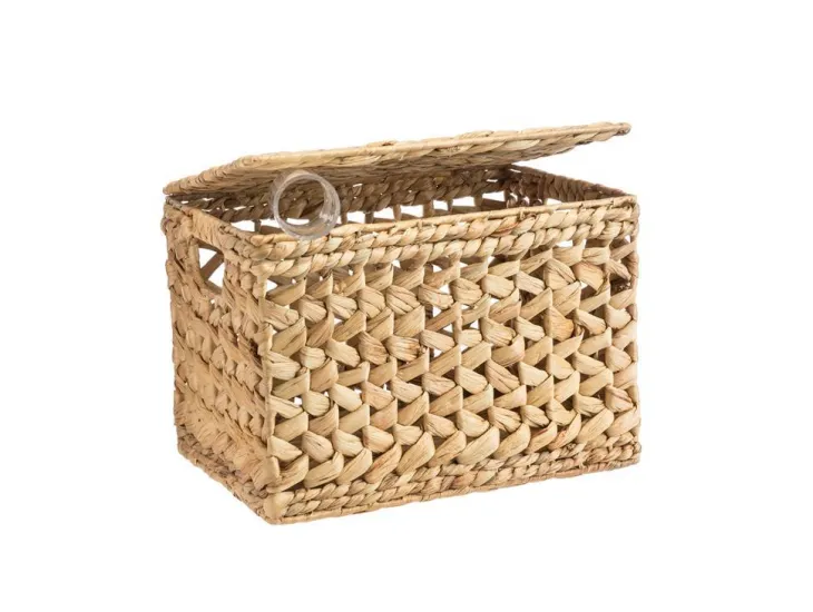 Malle de rangement coloris beige en jacinthe d'eau - 41 x 31 x 31 cm