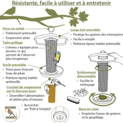 Mangeoire apéro noire en métal Ø 17 x 27 cm