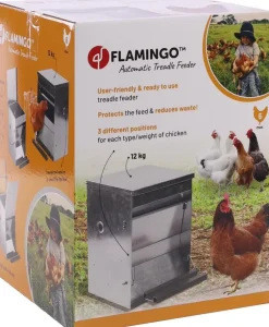 Mangeoire automatique coloris gris Timo Taille M Flamingo - 30 x 41,5 x 41,5 cm
