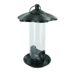 Mangeoire jolie fleur noire en acier Ø 17 x 27 cm