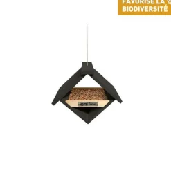 Mangeoire kyva noire en bois 23 x 17 x 20 cm