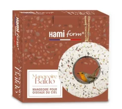 Mangeoire pour oiseaux du ciel à suspendre en céramique coloris beige Hamiform Baldo - 14 x 14 x 14,5 cm