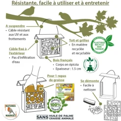 Mangeoire pour pain de graisse en pin Nature's market modèle Le Repas