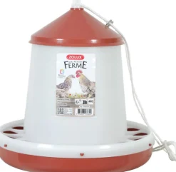 Mangeoire silo pour basse-cour en plastique coloris rouge Zolux Ma petite ferme - 4 kg