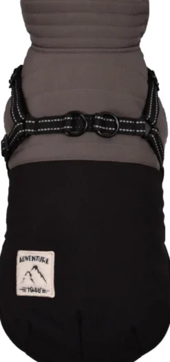 Manteau pour chien coloris noir avec harnais et sangle réfléchissante Bobby Tour - Taille 60XL