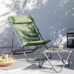 Maxi Transat BeComfort® tube titane olive Lafuma Mobilier - 62 x 83 x 94 cm