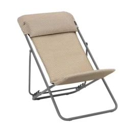 Maxi transat en tube titane et toile moka Lafuma BeComfort - 62 x 83 x 94 cm