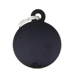 Médaille basic grand cercle pour chien en aluminium noir