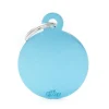 Médaille basic grand cercle pour chien en aluminium bleu azur