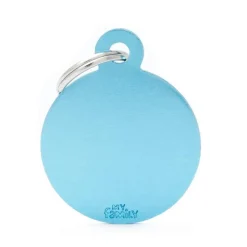 Médaille basic grand cercle pour chien en aluminium bleu azur