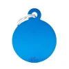Médaille basic grand cercle pour chien en aluminium bleu
