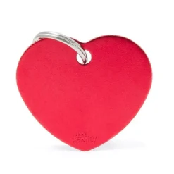 Médaille basic grand cœur pour chien en aluminium rouge