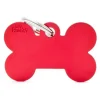Médaille basic grand os pour chien en aluminium rouge