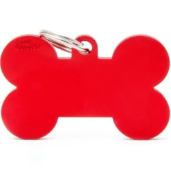 Médaille basic os XL pour chien en aluminium rouge