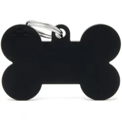 Médaille basic os XL pour chien en aluminium noir