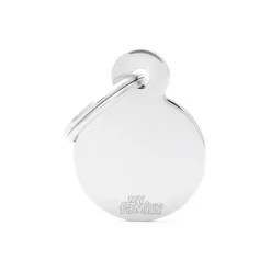 Médaille basic petit cercle pour chien en laiton argenté