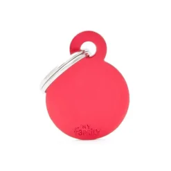 Médaille basic petit cercle pour chien en aluminium rouge