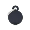Médaille basic petit cercle pour chien en aluminium noir