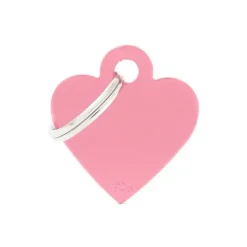 Médaille basic petit cœur pour chien en aluminium rose