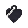 Médaille basic petit cœur pour chien en aluminium noir