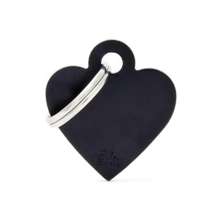 Médaille basic petit cœur pour chien en aluminium noir