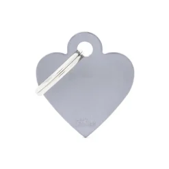 Médaille basic petit cœur pour chien en aluminium gris