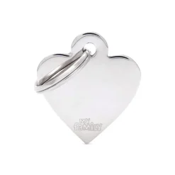 Médaille basic petit cœur pour chien en laiton argenté