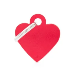 Médaille basic petit cœur pour chien en aluminium rouge