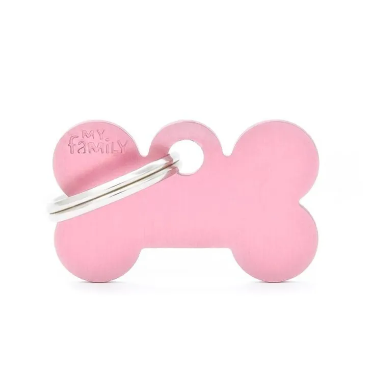 Médaille basic petit os en alu rose