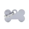 Médaille basic petit os pour chien en aluminium gris