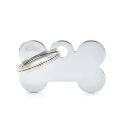 Médaille basic petit os pour chien en laiton argenté