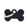 Médaille basic petit os pour chien en aluminium noir