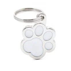 Médaille classic patte blanche pour chien en acier