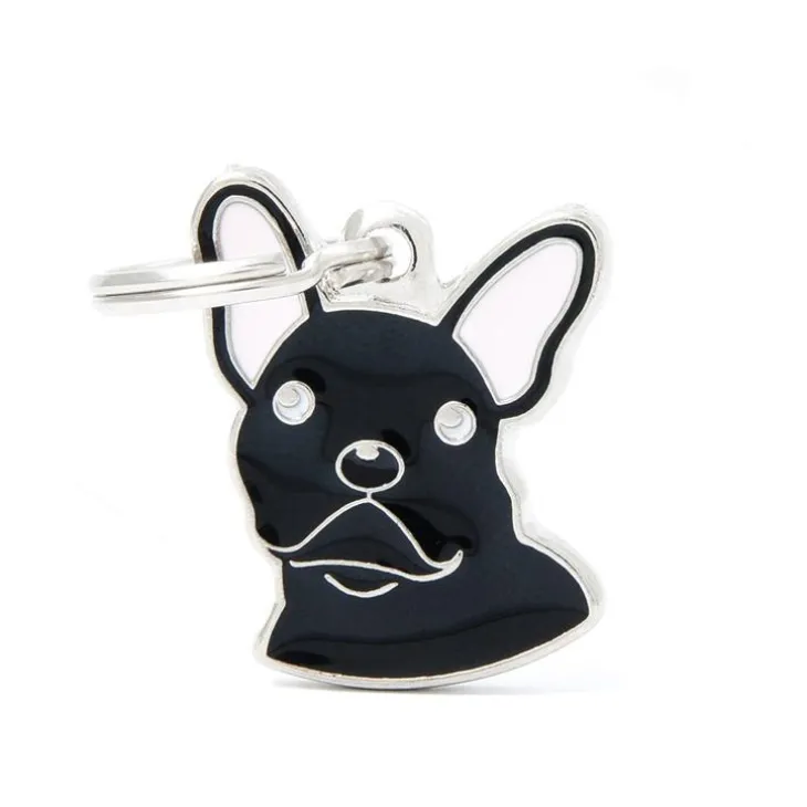 Médaille colors pour bulldog français noir en métal