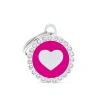 Médaille glam petit cercle rose avec cœur
