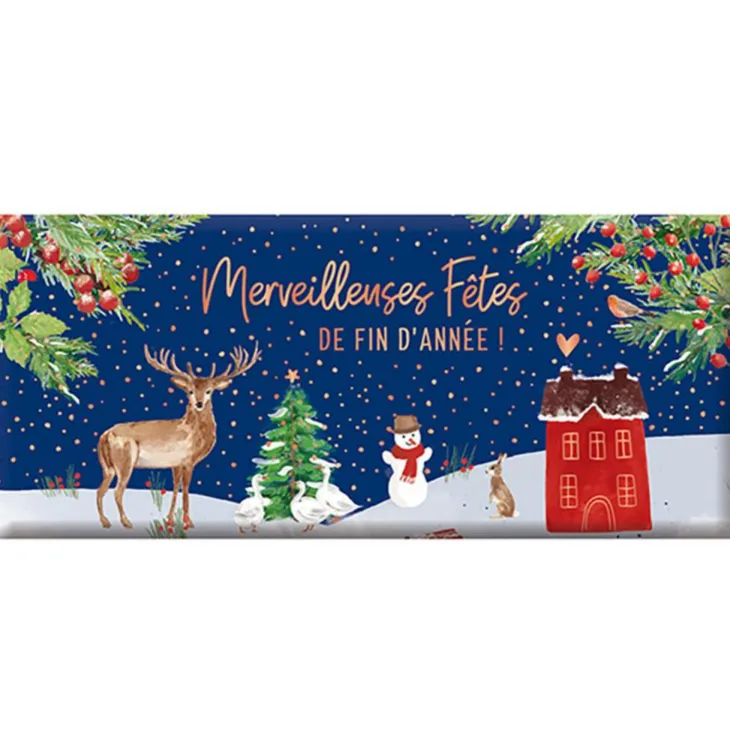 Mini tablette de chocolat au lait « Meilleures fêtes » Art Grafik