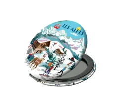 Miroir de poche coloris multicolore Cartes d'Art les Alpes - Ø 7,5 cm