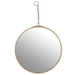Miroir rond en métal or à suspendre Perla - Ø 20 cm