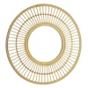 Miroir rond lignes coloris bois en rotin - 90 x 90 x 4 cm
