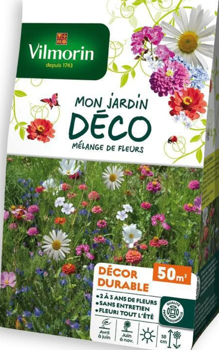 Mélange de fleurs Décor durable Vilmorin - graines à semer pour 50 m² de surface